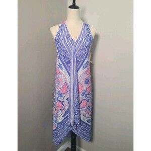 NWT One World Dress Floral Handkerchief Hem Sleeveless Sz S Boho Summer Festival